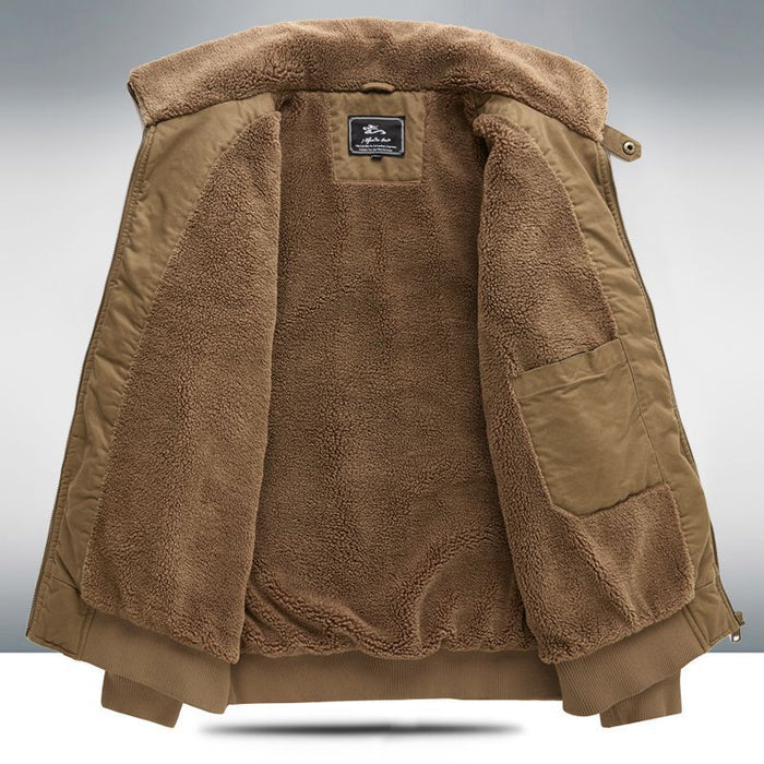 Men's Fleece-Lined Winter Coat - Cotton Jacket Plus Size