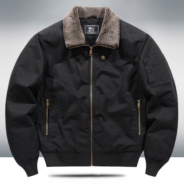 Men's Fleece-Lined Winter Coat - Cotton Jacket Plus Size