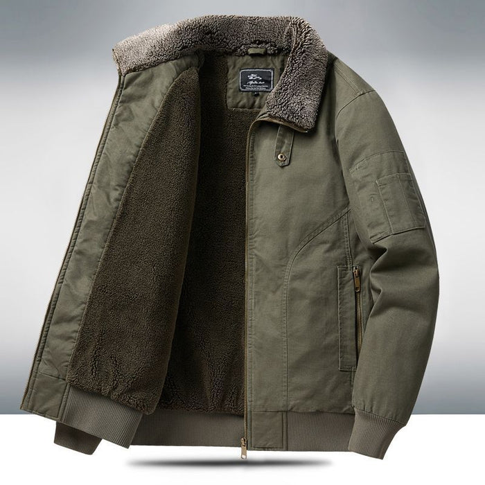 Men's Fleece-Lined Winter Coat - Cotton Jacket Plus Size