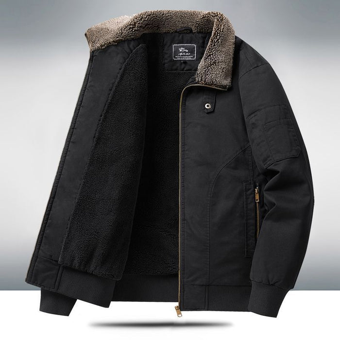 Men's Fleece-Lined Winter Coat - Cotton Jacket Plus Size