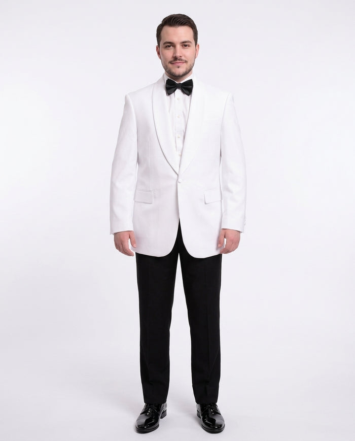 Mens Giorgio Forelli Classic Fit Solid White 1 Button Dinner Jacket - The Suit Depot