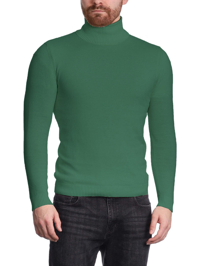 Arthur Black Men's Hunter Green Pullover Cotton Blend Turtleneck Sweater Shirt - The Suit Depot