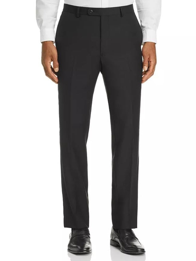 Men's John Varvatos Black 100% Wool Travis Model Slim Fit Dress Pants - The Suit Depot