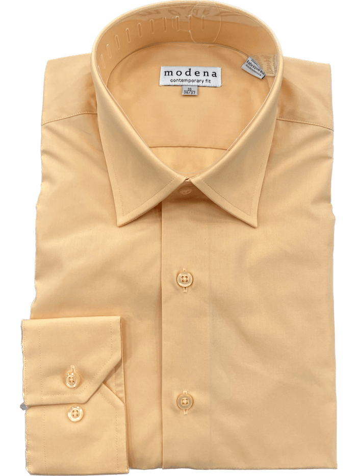 Mens Melon Orange Spread Collar Modern Fit Cotton Blend Dress Shirt
