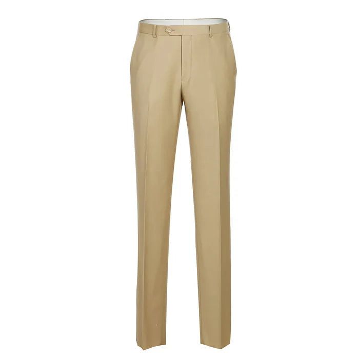Men's Regular Fit Flat Front Wool Suit Pant - The Suit Depot