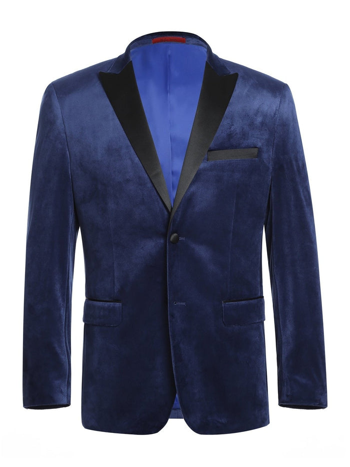 Men's Slim Fit Peak Lapel Stretch Blue Tuxedo Blazer