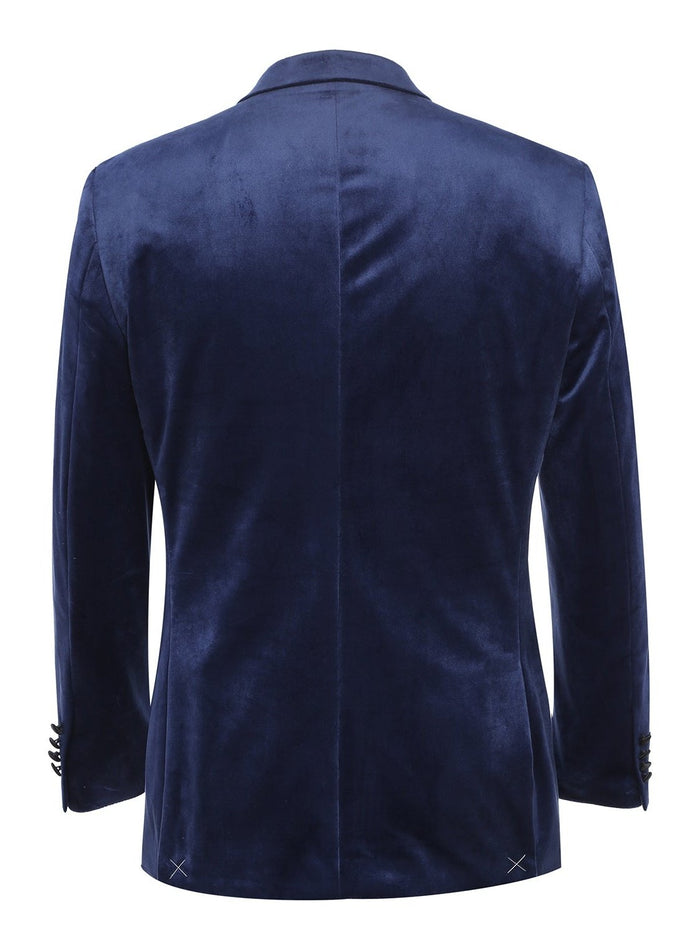 Men's Slim Fit Peak Lapel Stretch Blue Tuxedo Blazer