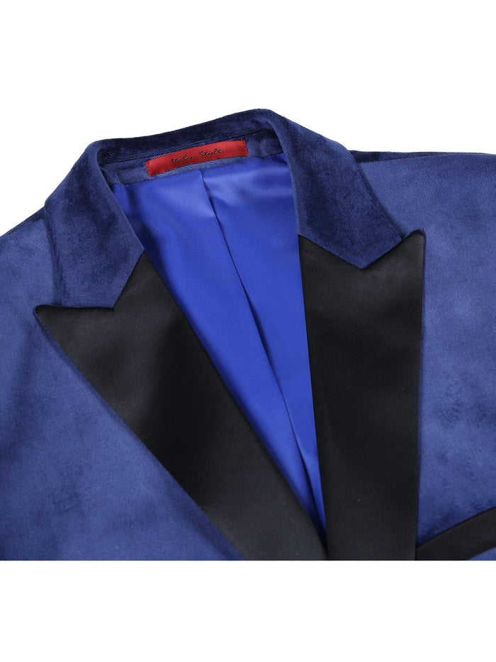 Men's Slim Fit Peak Lapel Stretch Blue Tuxedo Blazer