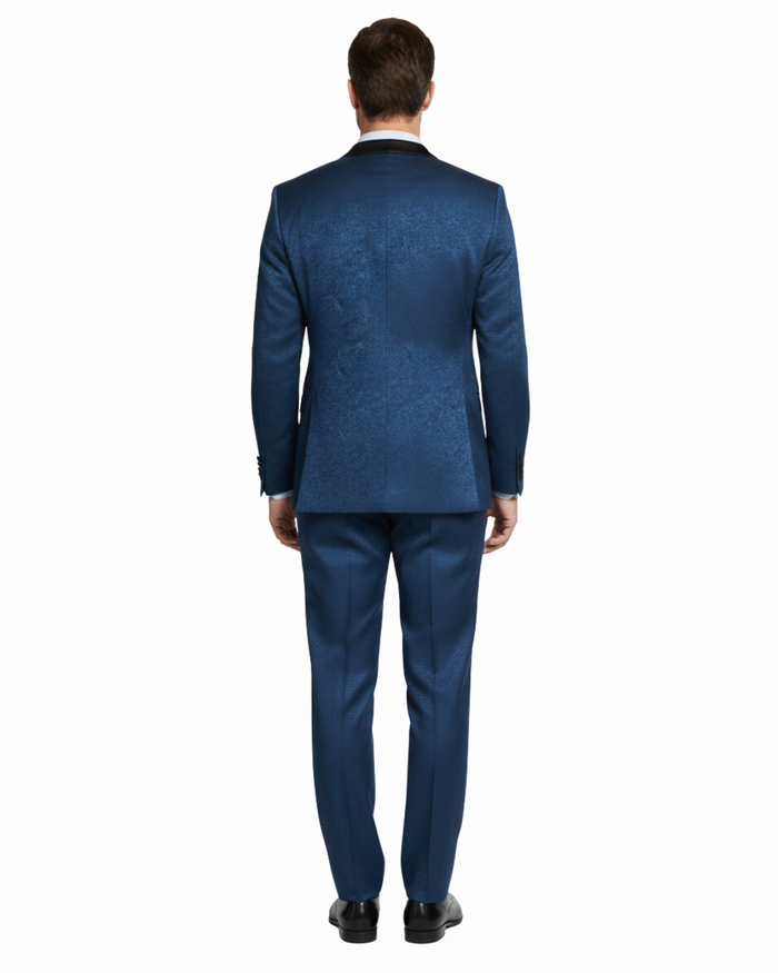Men's Slim Fit Peak Lapel Tuxedo Blazer With Embroidered Pattern - The Suit Depot