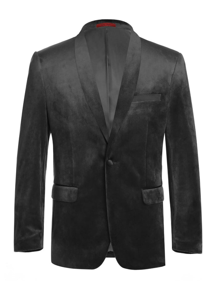 Men's Slim Fit Stretch Black Shawl Tuxedo Blazer - The Suit Depot