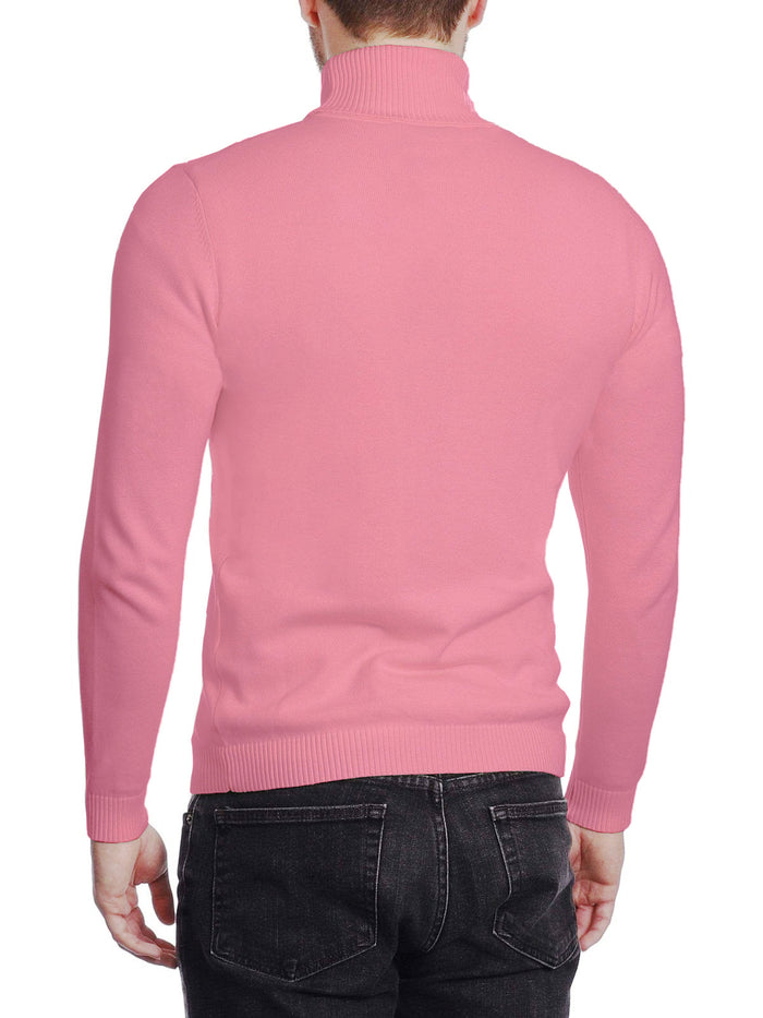 Arthur Black Men's Solid Pink Pullover Cotton Blend Turtleneck Sweater Shirt - The Suit Depot