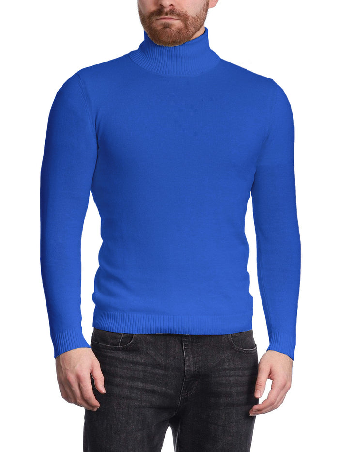 Arthur Black Men's Solid Royal Blue Pullover Cotton Blend Turtleneck Sweater - The Suit Depot