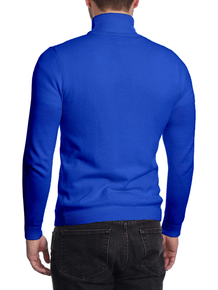 Arthur Black Men's Solid Royal Blue Pullover Cotton Blend Turtleneck Sweater - The Suit Depot