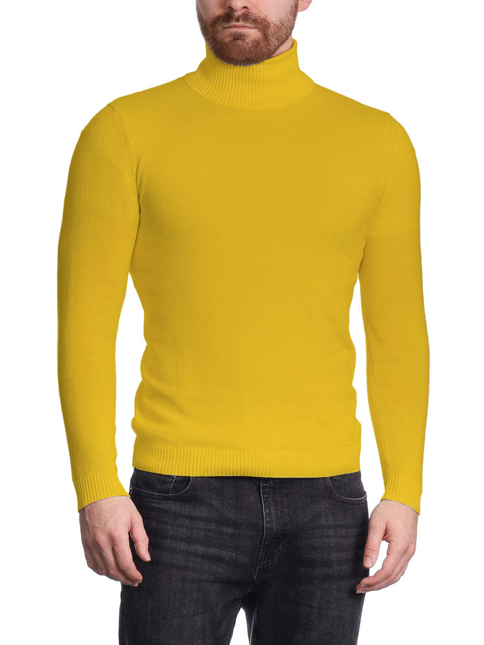 Arthur Black Men's Solid Yellow Pullover Cotton Blend Turtleneck Sweater Shirt - The Suit Depot