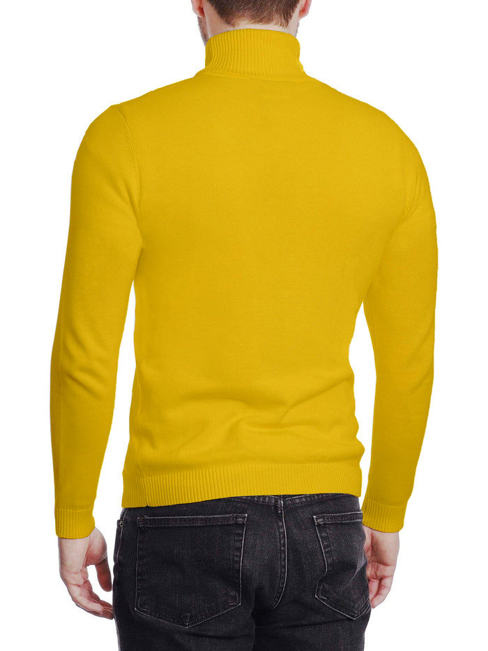 Arthur Black Men's Solid Yellow Pullover Cotton Blend Turtleneck Sweater Shirt - The Suit Depot