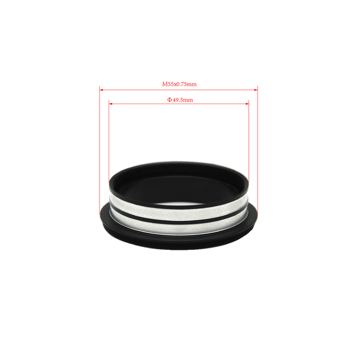 Metal Ring Light Adapter for Stereo Microscopes, 55mm Thread (with Cover Glass)
