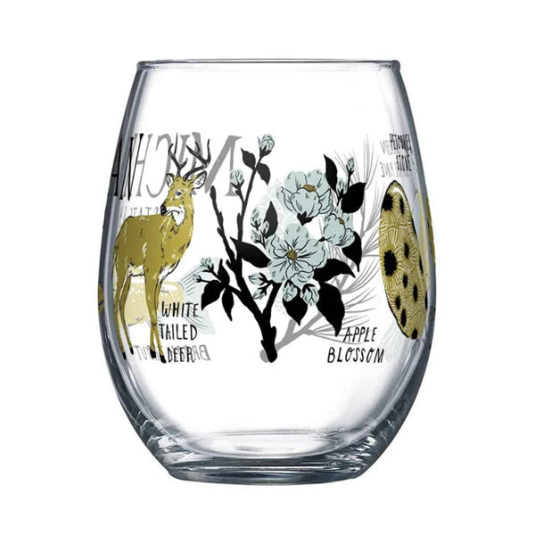 Michigan State Symbols Wine Glass - City Bird