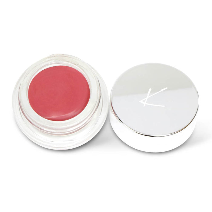 Front of Kylie's Professional Cheek & Lip Cream in a pot with a silver lid on a white background.