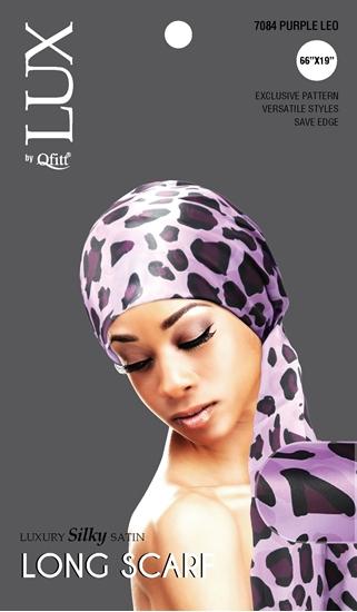 M&M Qfitt  LUX -  Luxury Silky Satin Long Scarf # 7084 Leo - 6/packs - Palms Fashion Inc.