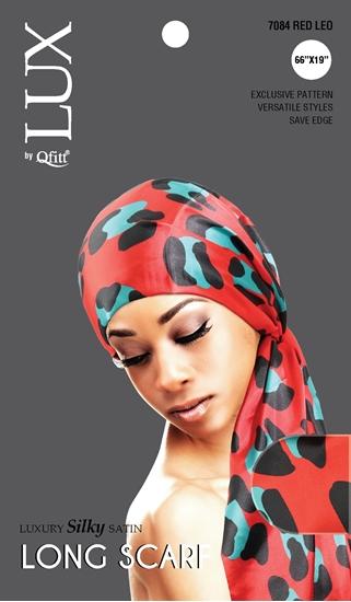 M&M Qfitt  LUX -  Luxury Silky Satin Long Scarf # 7084 Leo - 6/packs - Palms Fashion Inc.