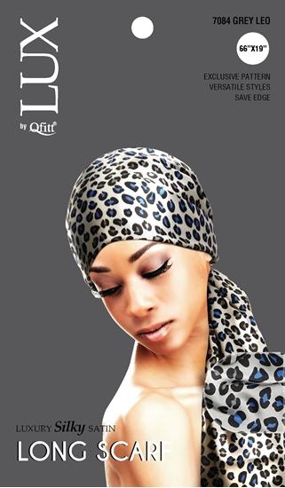 M&M Qfitt  LUX -  Luxury Silky Satin Long Scarf # 7084 Leo - 6/packs - Palms Fashion Inc.