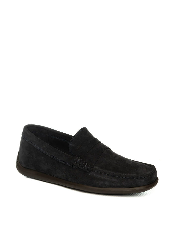 FRAU Mocassino camoscio blu 14B2 CASTORO-BLU