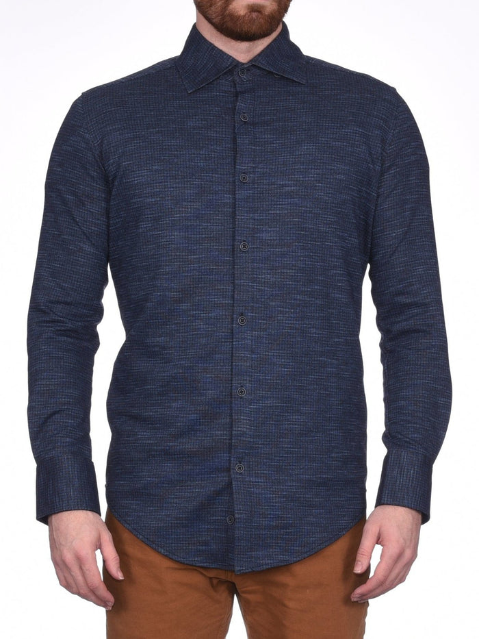 Montreux SHIRTS S / Navy Montreux Men's 4 - Way Jersey Stretch Wrinkle Resistant Slim Fit Casual Shirt