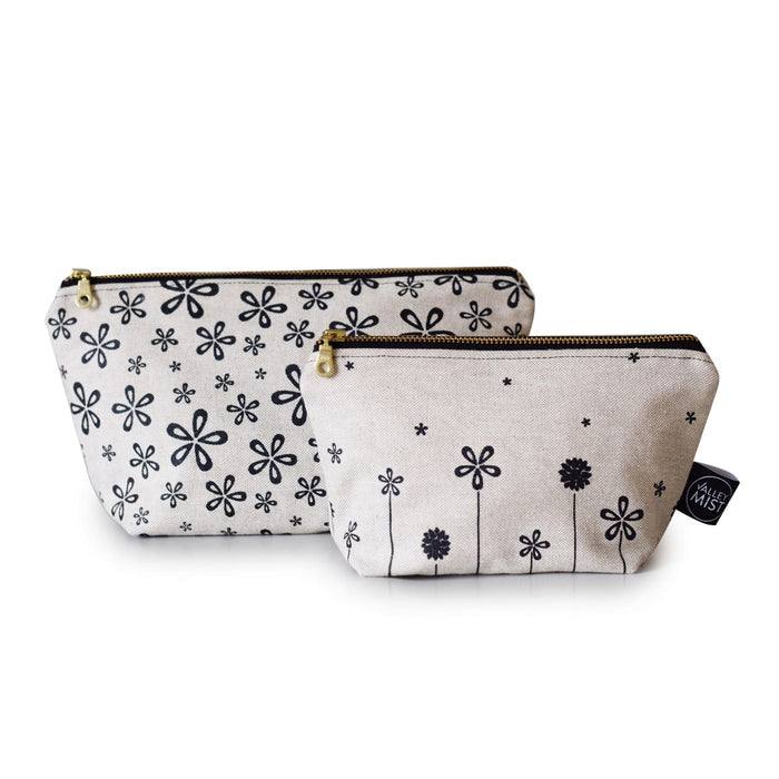Natural screen printed Suzanne Kate makeup bag
