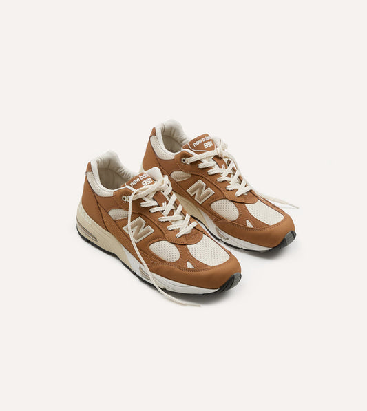 New Balance 'Luxe Nubuck' Chipmunk and Birch Made in UK 991v1 Trainers