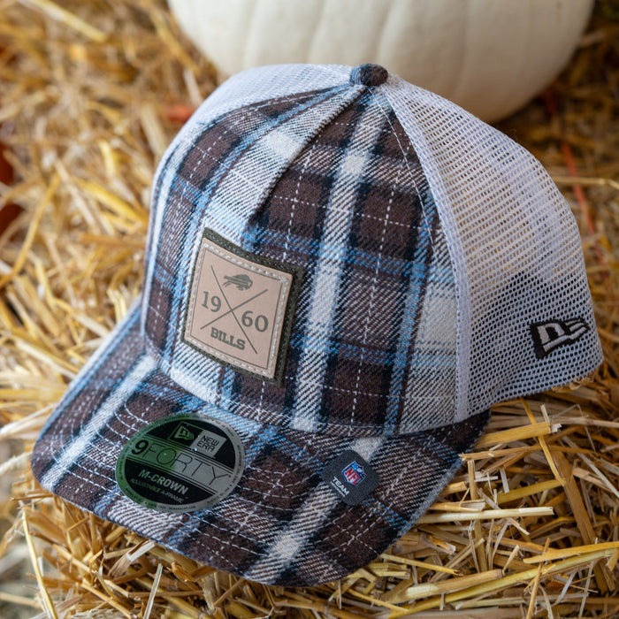 New Era 9FORTY Buffalo Bills Rustic Brown & Pale Blue Plaid M-Crown Snapback