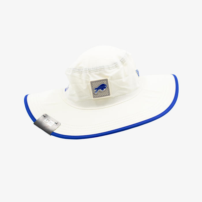 New Era Bills 2026 White Large Blue Brim Bucket Hat