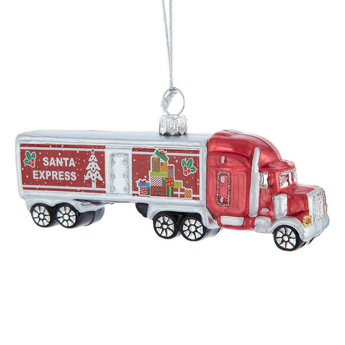 Noble Gems™ Glass Christmas Tractor Trailer Orn