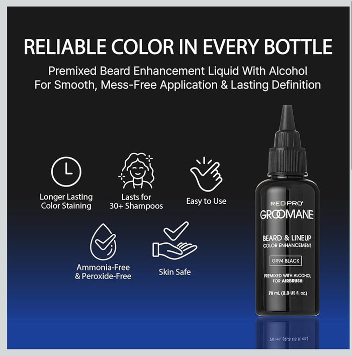 NoClogg™ Groomane AirBrush Pro Hair Dye – Semi-Permanent Airbrush Color for Hairline Enhancements & Gray Coverage