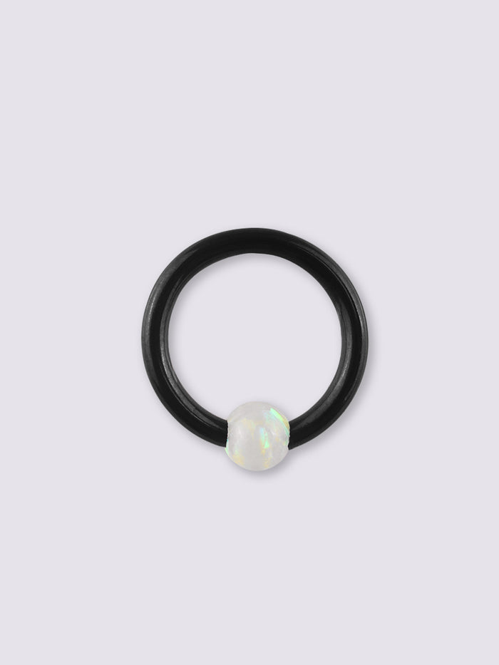 Opal Black Bead Ring 16G | White-Image 1