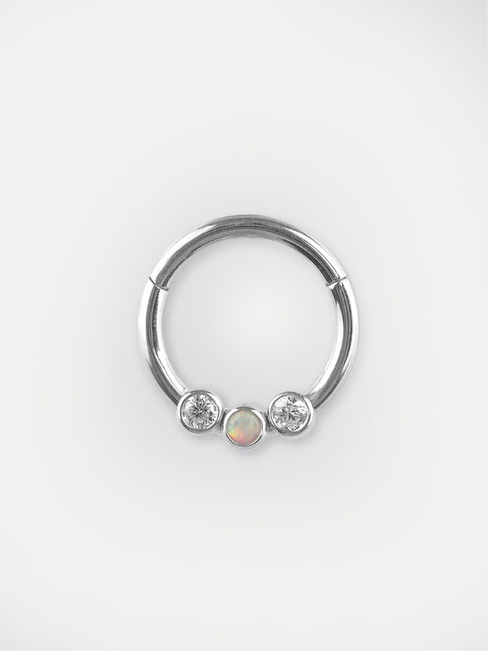 Opal Gem Hinged Ring 16G | White-Image 1