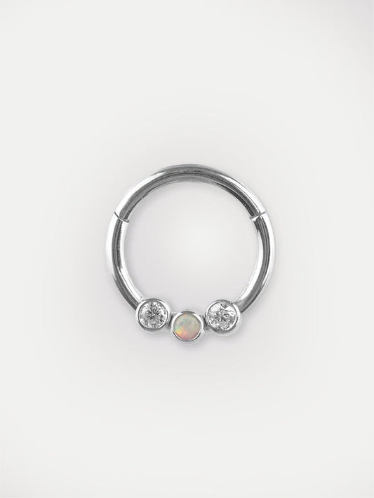 Opal Gem Hinged Ring 16G | White-Image 1