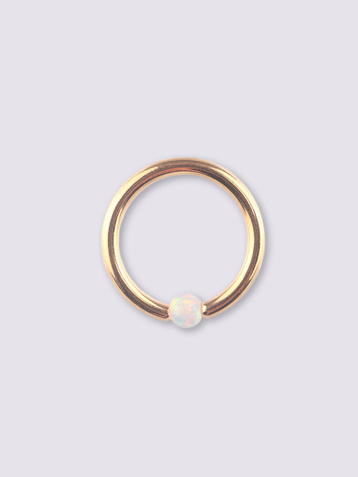 Opal Gold Bead Ring 14G | White-Image 1