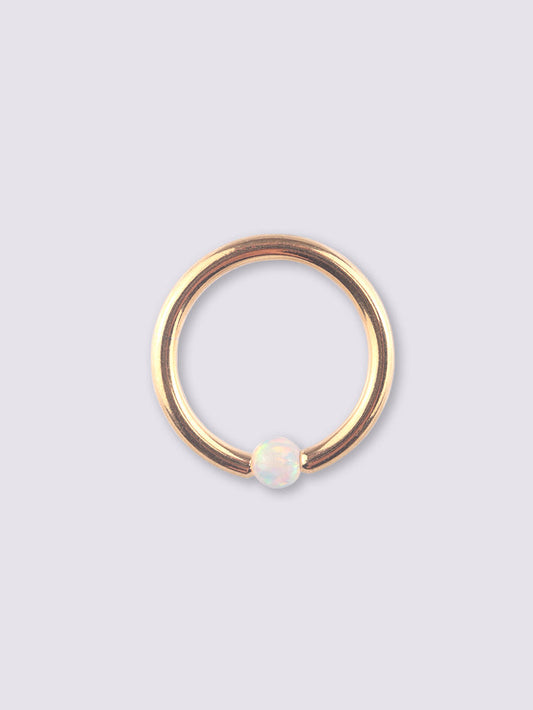 Opal Gold Bead Ring 14G | White-Image 1