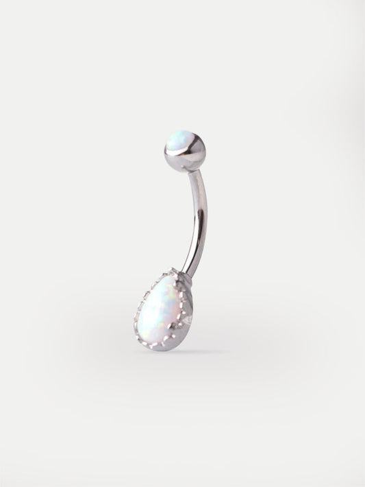 Opal Oval Navel Barbell 14G | Steel-Image 1