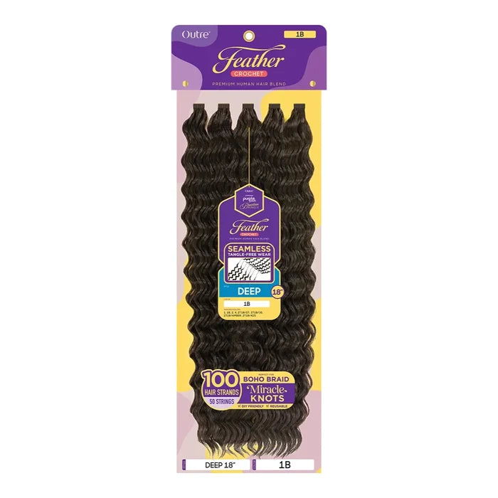 OUTRE Purple Pack Brazilian Bundle Feather Crochet deep wave 18"