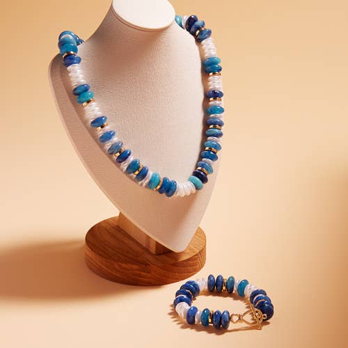 Oval Disk Resin Beads Ombre Mixed Stretch Bracelet