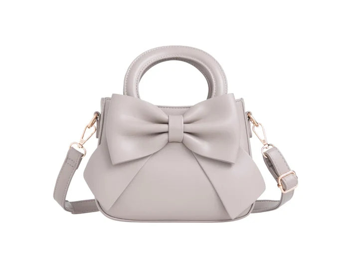 Pale Grey Bow Mini Clutch Bag