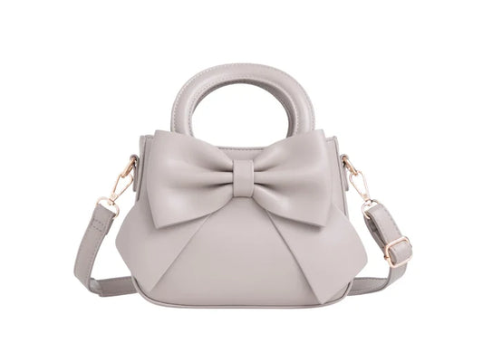 Pale Grey Bow Mini Clutch Bag