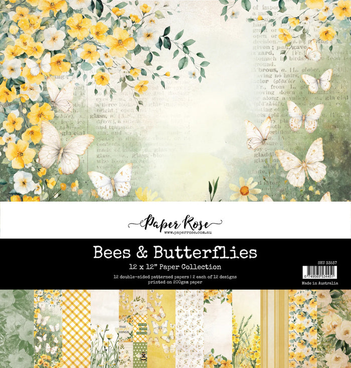 Paper Rose - 12X12 Paper Collection - Bees & Butterflies. Available at Embellish Away located in Bowmanville Ontario Canada.