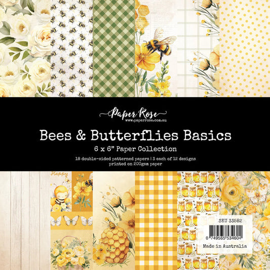Paper Rose - 6X6 Paper Collection - Bees & Butterflies Basics. Available at Embellish Away located in Bowmanville Ontario Canada.