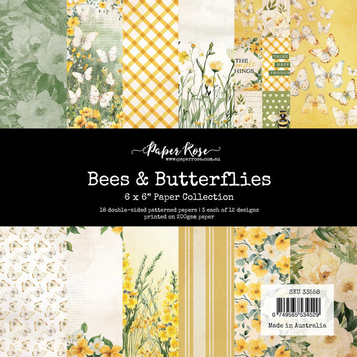 Paper Rose - 6X6 Paper Collection - Bees & Butterflies. Available at Embellish Away located in Bowmanville Ontario Canada.