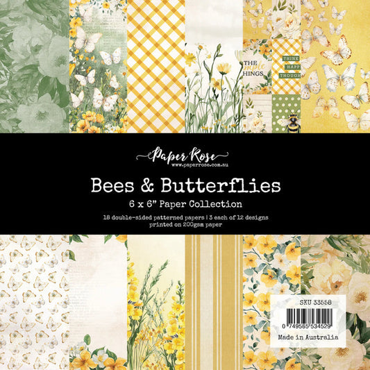 Paper Rose - 6X6 Paper Collection - Bees & Butterflies. Available at Embellish Away located in Bowmanville Ontario Canada.