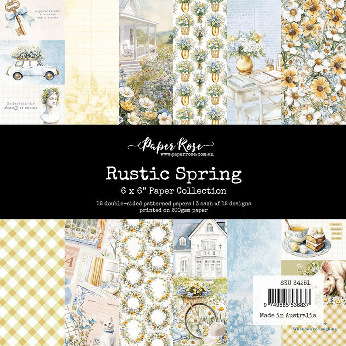 Paper Rose - 6X6 Paper Collection - Rustic Spring. 18 double-sided patterned papers. Available at Embellish Away located in Bowmanville Ontario Canada.