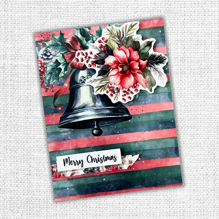 Paper Rose Studio - 6x6 Paper Collection - Jolly Holidays. Traditional Christmas images such as nutcrackers, Santa, plaids, cozy homes, beautiful poinsettias, cardinals and jingling bells. Perfect for creating beautiful and festive holiday crafts. Available at Embellish Away located in Bowmanville Ontario Canada. Example by brand ambassador.