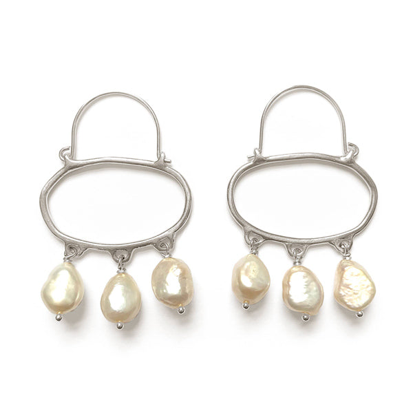 Penelope Hoop Earrings with White Pearls - City Bird